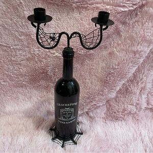 RARE Yankee Candle Halloween wine bottle decoration black spiders candel…
